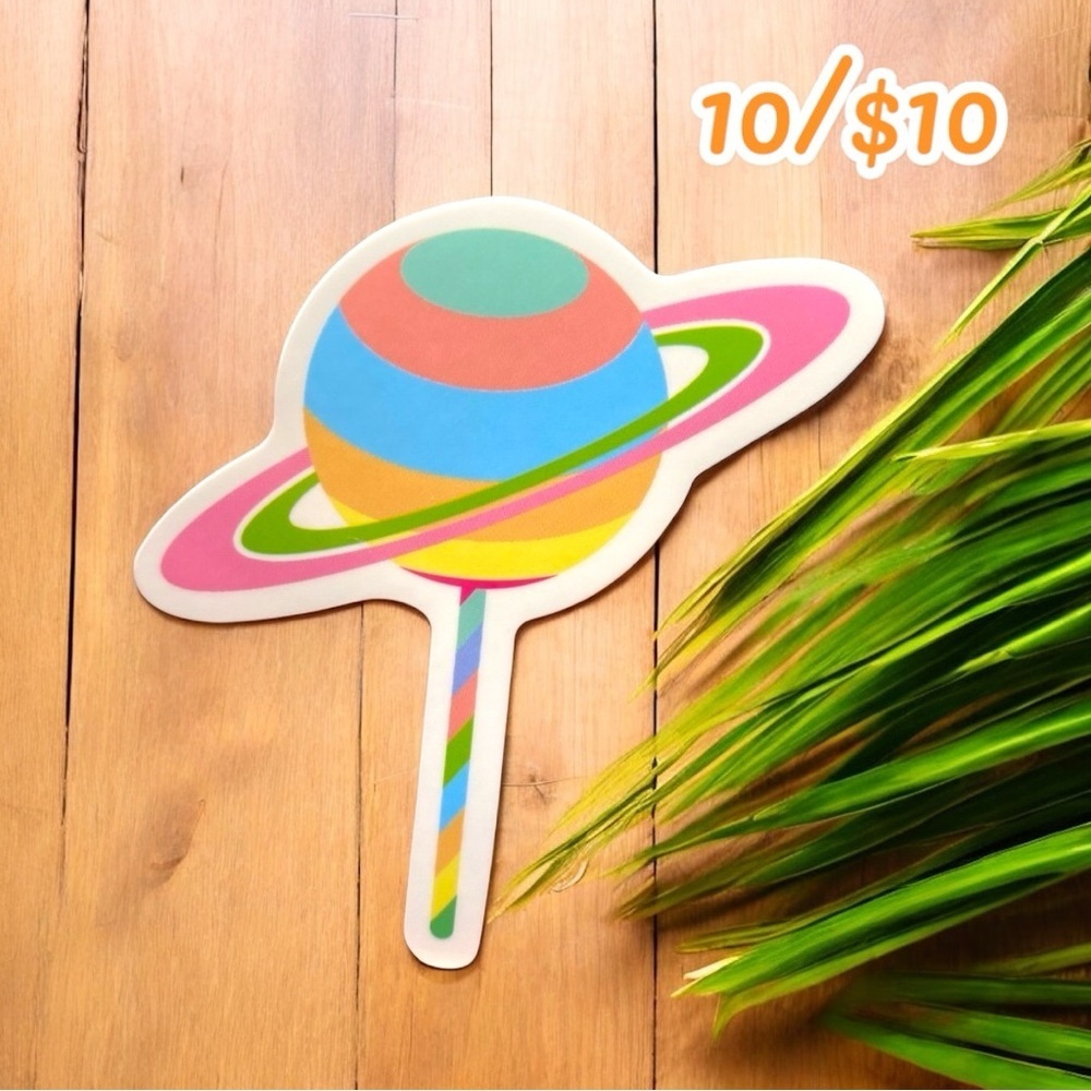 Colorful Planet Lollipop Saturn Sticker – 2.5”